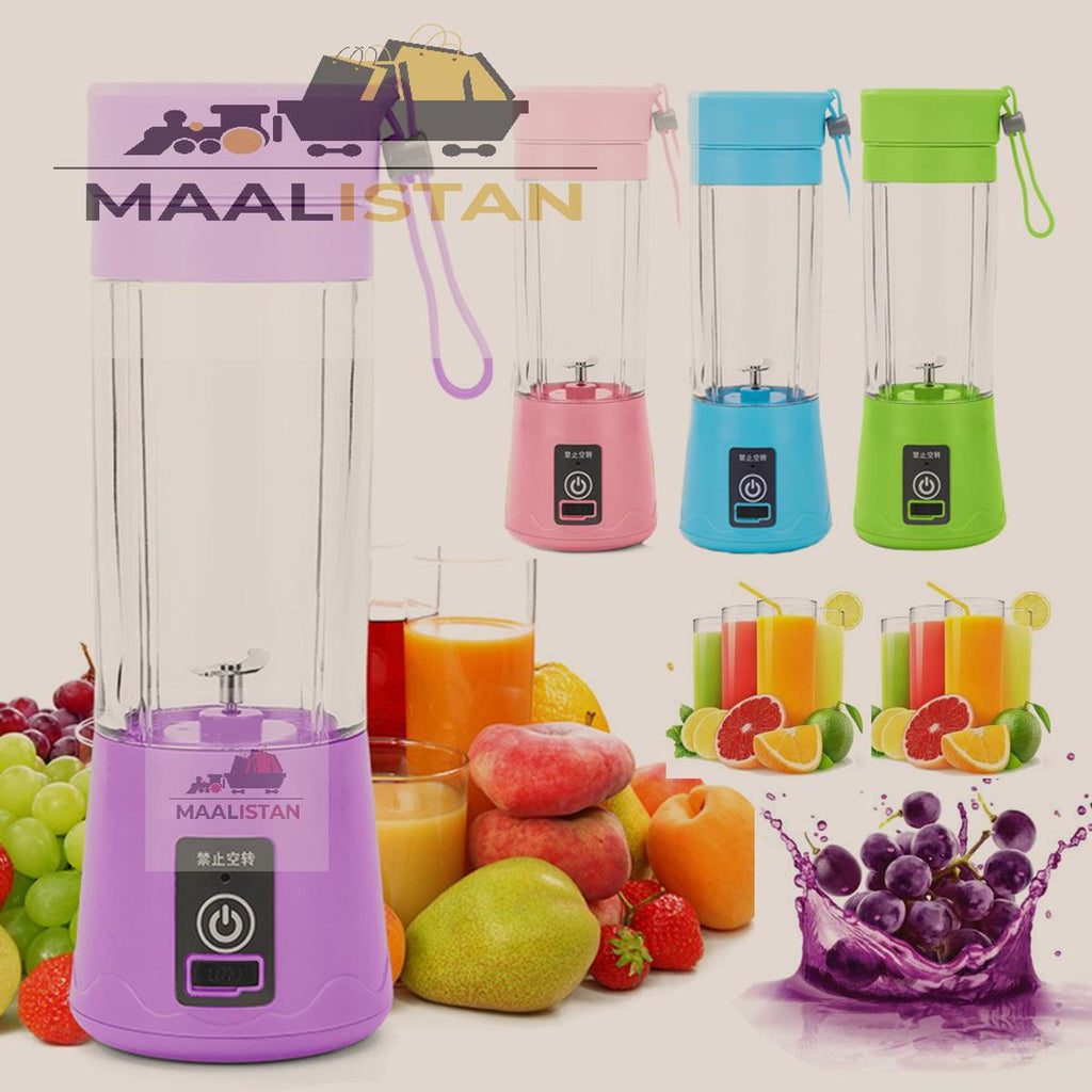 USB Rechargeable Juicer Blender 6 Blades Electric Blender Mini Portable Personal Size USB Rechargeable Mixer 380ml Food Grade Water Bottle Portable Fruit Juicer Machine